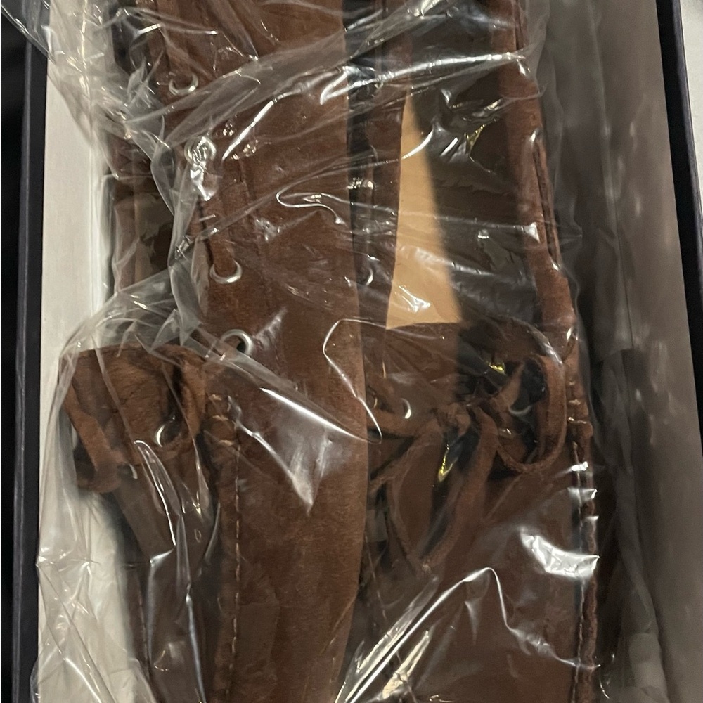 Brown Suede Lace-Up Moccasin Loafers
